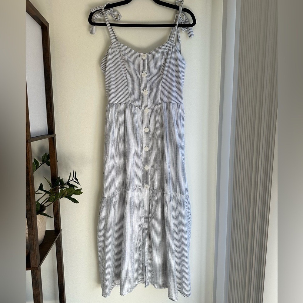 Unavailable - Urban Outfitters Positano Striped Cotton Button Down Midi Dress - Picture 3 of 8